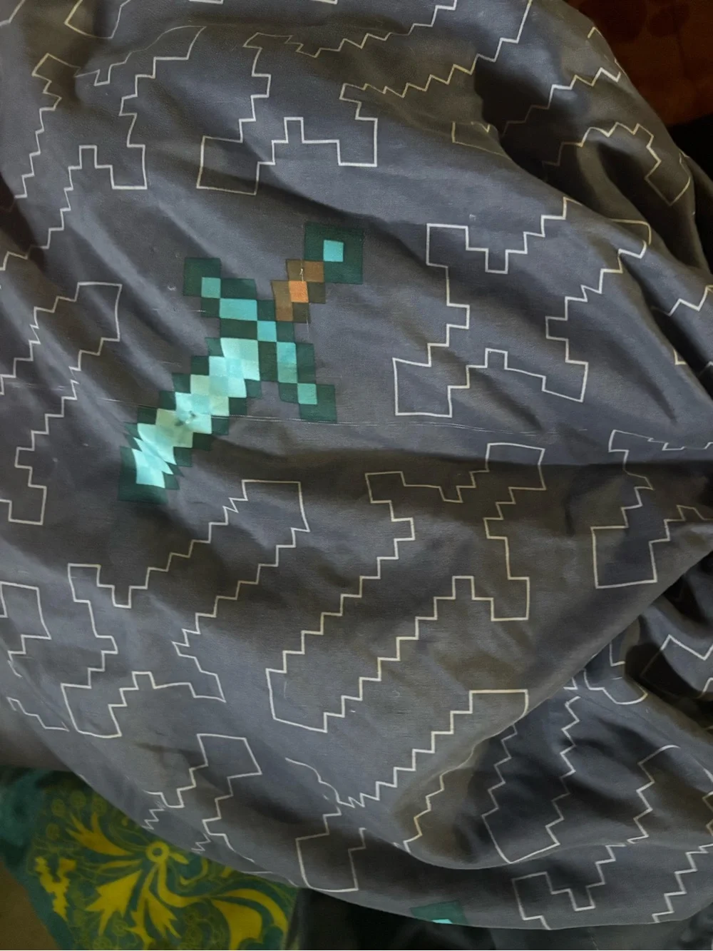 Gray Minecraft Pixel twin comforter set  reversible